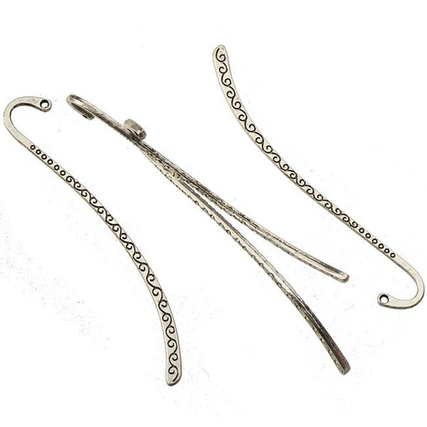 Jewelry Accessories Bookmarks For Books School Office Stationery DIY Tassels Dangle Wedding Gift Vintage Silver Small Curve Flat Metal 70pcs