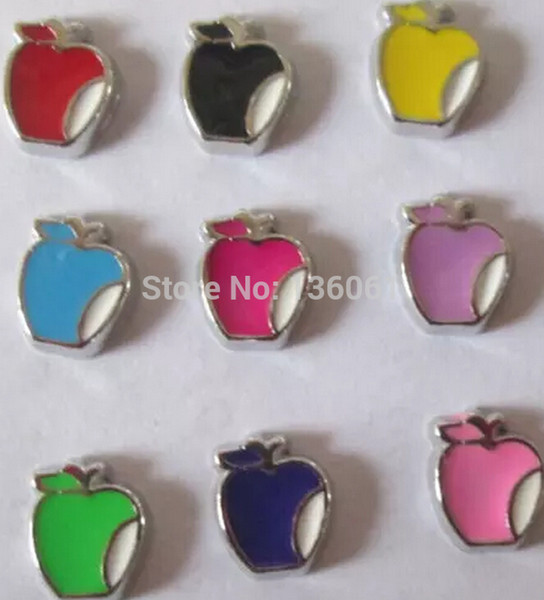 Fashion Floating Enamel Double Heart Charms For Glass Living Memory Floating Locket Mix Design Assorted Charms DIY Alloy Accessories 200pcs