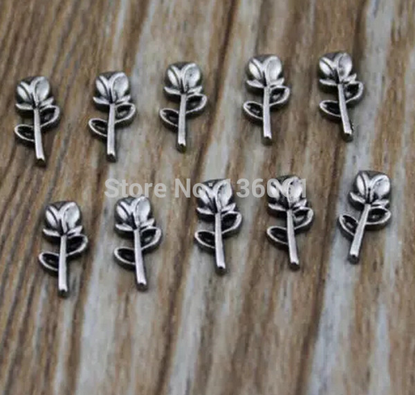 Vintage Silver Rose Flower Alloy Floating Locket Charms For Owl Floating Memory Lockets Necklace Jewelry Bijoux Accessories 100Pcs Q596