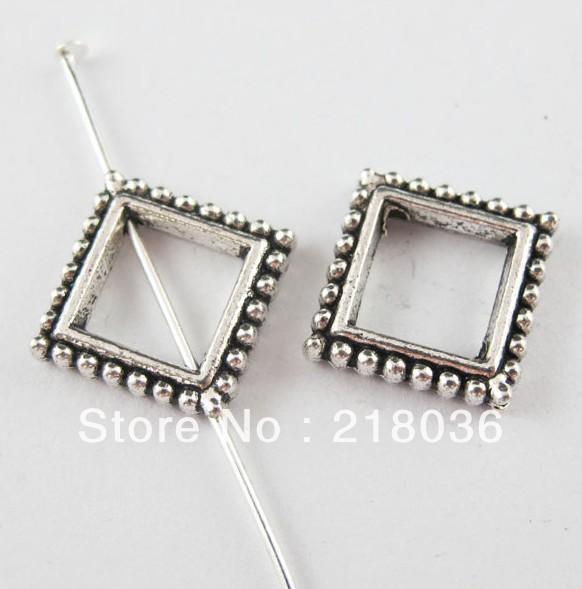 Vintage 100Pcs Tibetan Silver Square Dots Charms Spacer Beads Frame Charm For DIY Jewelry Necklace Bracelet Handcraft A1367