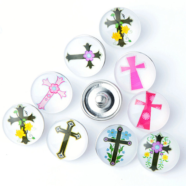 Wholesale 20PCS/Lot High Quality 18MM Crosses Metal Snap Button Mixed Styles DIY Snaps Charms Jewelry Fit Bracelet&Bangle S13