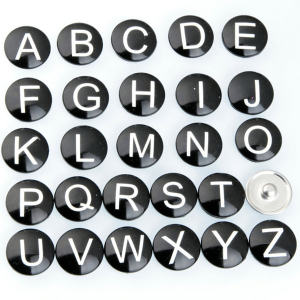 Wholesale 26PCS/Lot High Quality 18MM Letters Metal Snap Button Mixed Styles DIY Snaps Charms Jewelry Fit Bracelet&Bangle S15