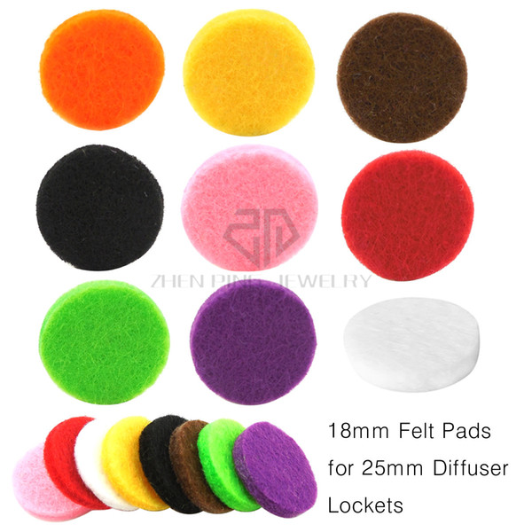 Free Shipping Round Colorful 18mm Felt Replacement Pads for 25mm Essential Oil Diffusing Perfume Locket Pendant Locket