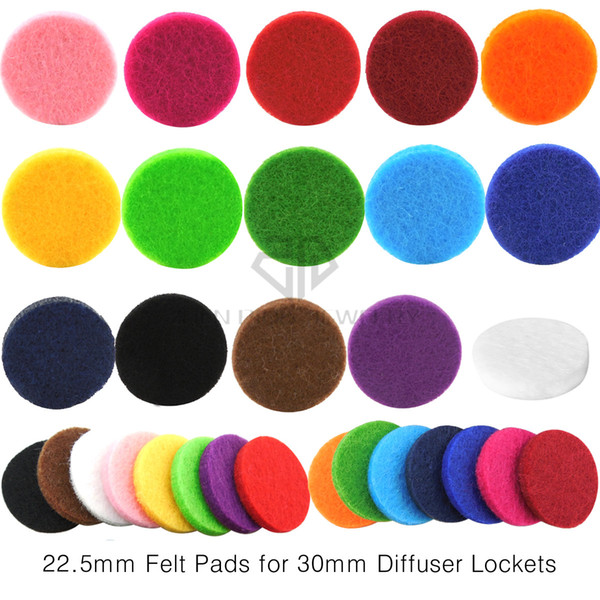 Free Shipping Round Colorful 22.5mm Felt Replacement Pads for 30mm Essential Oil Diffusing Perfume Locket Pendant Locket