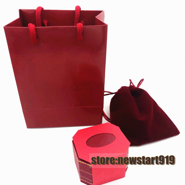 Love screw red ring box packing box set with pager bag and velvet bag