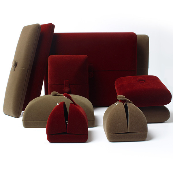 Red Coffee Flannel Luxury Jewelry Boxes Display Gift Boxs Jewelry for Ring Pendant Box and Packaging
