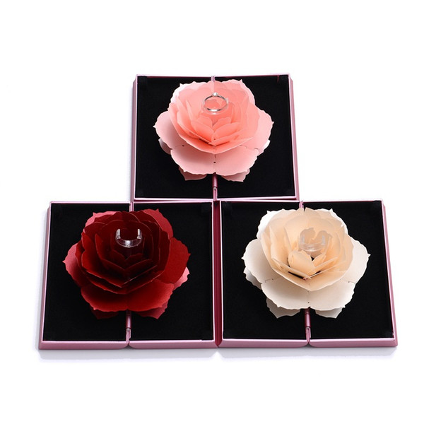 Rotating Rose Ring Box Creative Flowers Marriage Box for Girlfriend Luxury Jewelry Boxes Engagement Ring Case Holder Jewelry Packaging