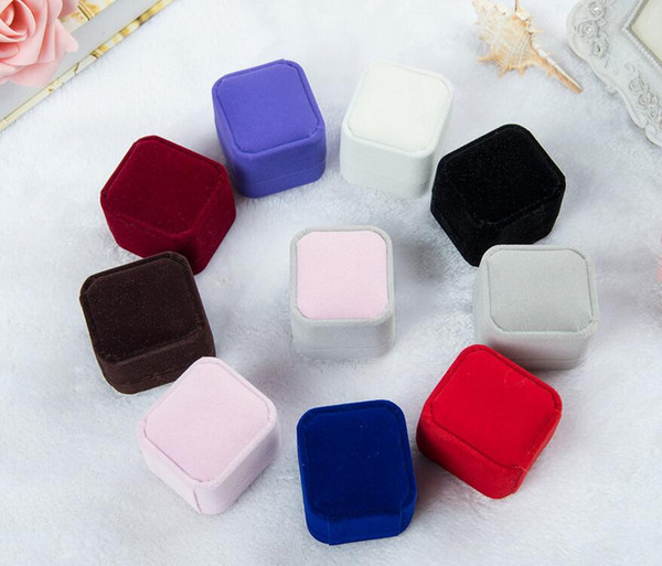 New fashion 10 color square velvet jewelry box red gadget box necklace ring earrings box free ship