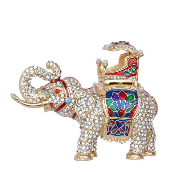 Faberge Elephant trinket & jewelry box hand made crystal bejeweled collectible Figurine gifts jewellery containers ring box