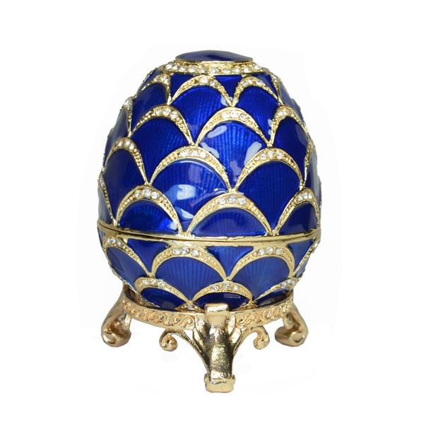 Russian Blue Easter egg trinket box bejeweled egg jewelry box vintage decoration box giveaway gifts birthday mother's day gift