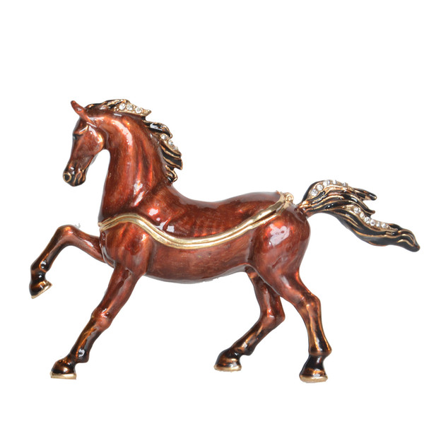 Arabian Horse Enameled Pewter Jeweled Trinket Box Keepsake Box Pill Box Horse Figurine Gifts