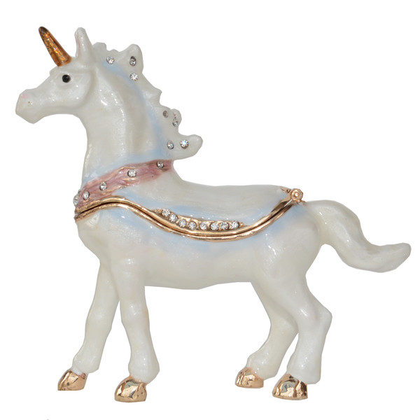 Unicorn Trinket Box Metal Jewelry Box Animal Figurines Creative Gifts Metal Decoration