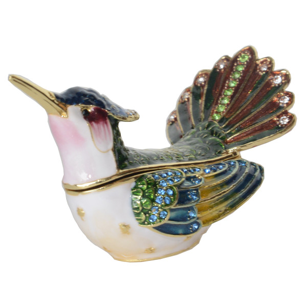 Hummingbird With Fanned Tail Trinket Box Jewelry Organizer Necklace Holder Bird Decoration Gifts for Lovers