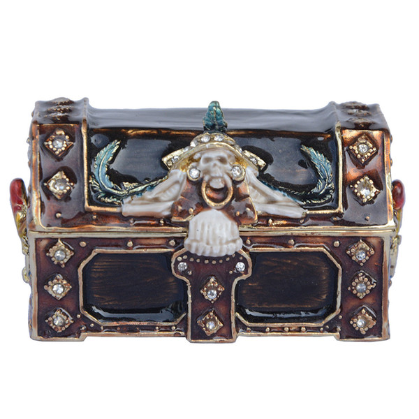 Pirates chest mysterious magic box rhinestone hinged trinket box vintage tabletop decoration antique craft