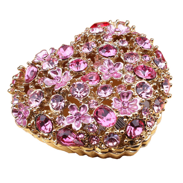 Heart Shape Flower bejeweled trinket jewelry box metal crafts tabletop decoration Valentine's Day Gifts