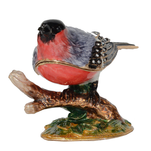 Bullfinch Bird Trinket Box Jewelry Container Bird Decoration Creative Gift for Lovers Metal Tabletop