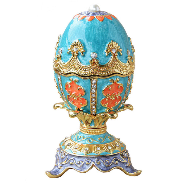 Easter egg Russian Faberge egg trinket & jewelry box ring box Vintage decor metal alloy crafts birthday present for Her Christmas gifts