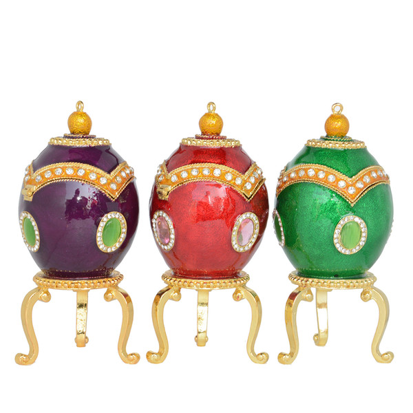 Faberge Egg Trinket & Jewelry Box Ring Holder Dish Necklace Container Russian Craft Metal Home Decoration Easter Egg Novelty Gifts