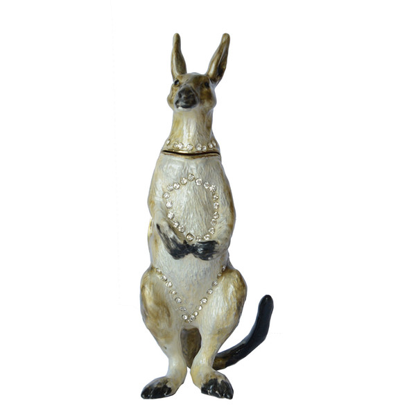 Kangaroo jeweled jewelry trinket box ring holder organizer animal figurine novelty gift vintage decoration