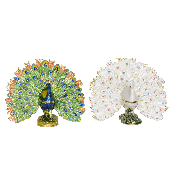 Fanned Peacock Trinket Jewelry Box Peacock Miniature Creative Giftware Decoration Gifts Ring Container Creative Gift