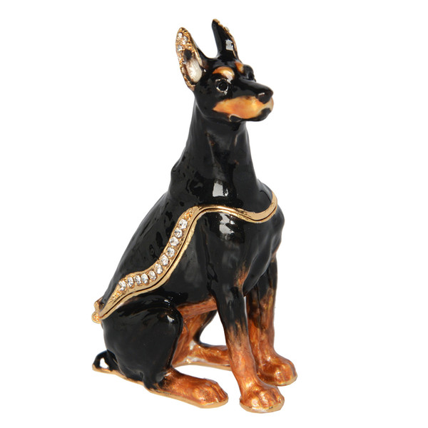 Sergeant Doberman Dog Bejeweled Hinged trinket box Dog lover collection gift Dog Miniature Sculpture Birthday Gift