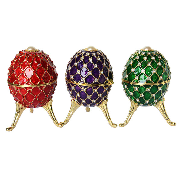 Jeweled Grid Faberge Egg Trinket Jewelry Box necklace box birthday gift for her