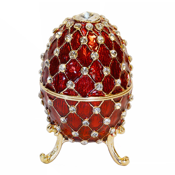 Crystal Bejeweled Faberge Egg Trinket & Jewelry Box Ring Box Vintage Decoration Gift