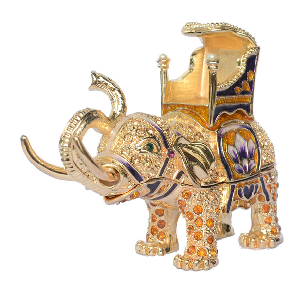 crystal bejeweled elephant trinket & jewelry box for ring necklace big wild animal figurine collectible gifts