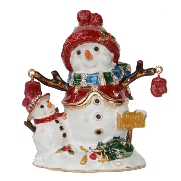 Snowman Trinket Jewelry Box Christmas Ornament X'mas Gifts Tabletop Decoration Necklace Holder