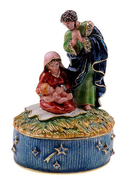 Vintage decoration holy family trinket box for ring jewelry case gift box birthday/Valentine/Mother's gift ornament craft