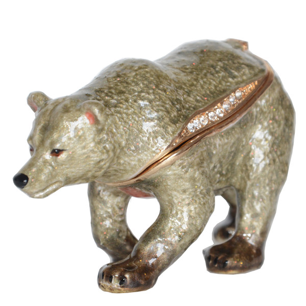 Grizzly Bear Trinket Box Jewelry Organizer Necklace Holder Animal Figures Collectible Creative Gifts