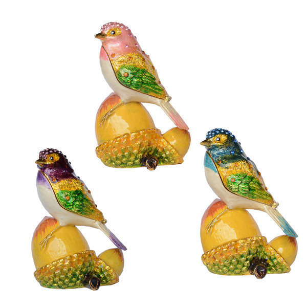 Bird on Acorn Trinket Box Gold Jewelry Box Ring Holder Collectible Figurine Gift