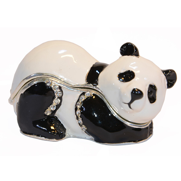 crystal bejeweled panda trinket & jewelry box for ring necklace animal miniature figurine collectible gifts