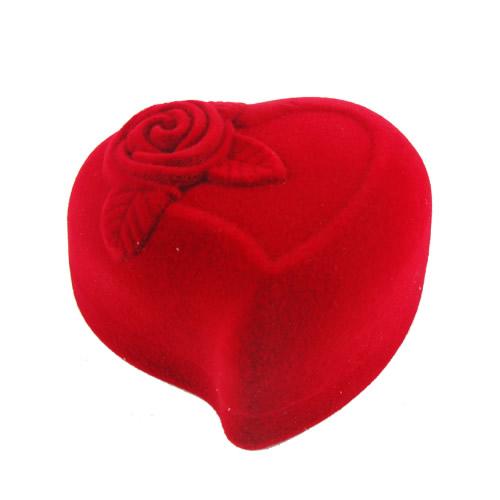 Velvet Ring Box, heart shape, wedding design, Velveteen Rings Jewelry Display Box, for couple rings, sold by 12pcs/lot)