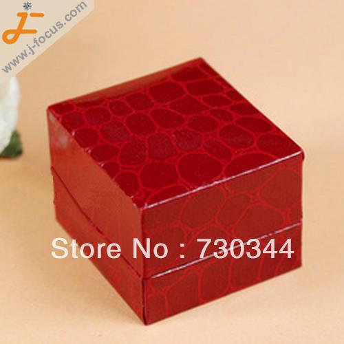 Leather ring Box, retangle shape, crocodile pattern ring box, black and red color available, sold by lot(10pcs/lot)