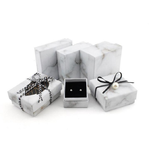 Jewery Organizer Box Rings/Earrings/Bracelet necklace Storage Small Gift Box DIY craft Display Case Package Wedding/etc marbling white