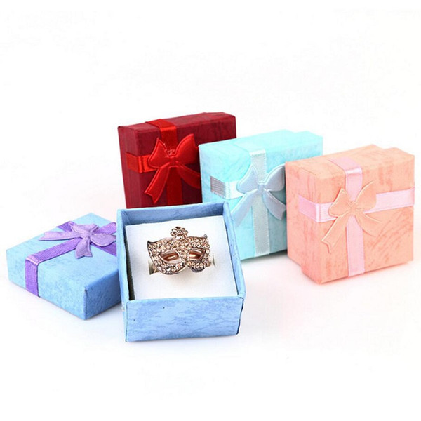 Jewery Organizer Box Rings/Earrings Storage Small Gift Box DIY craft Fashion Colorful 4*4cm bowknot colorful