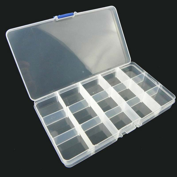 500pcs 15 Grids Transparent Adjustable Slots Jewelry Bead Organizer Box Storage plastic jewelry storage box By DHL