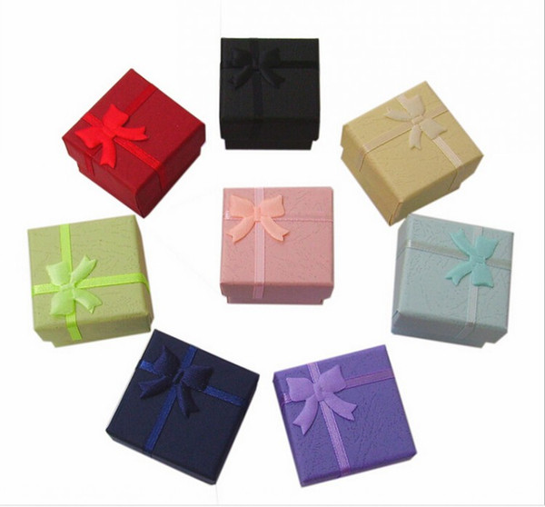 Favor Bag Wholesale Multi colors Jewelry Box, Ring Box, Earrings Box 4*4*3 Packing Gift Box Free Shipping