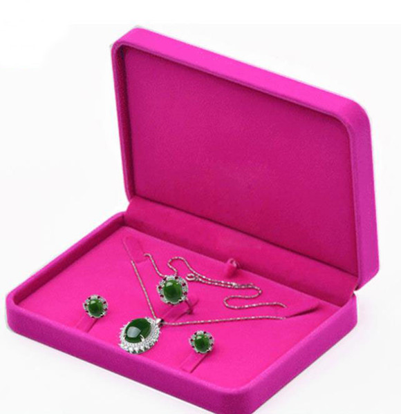 17x12x3.5cm velvet jewelry Set box necklace gift box for jewerly set display storage free shipping more color for choice hot pink