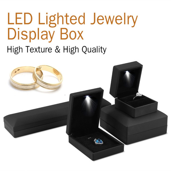 LED Lighted Jewelry Storage Case Earring Ring Necklace Bracelet Gift Box LED Lighted Jewelry Box Case Display CNY987