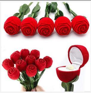 Gift Wedding Boxes Rose Shaped Ring Box Mini Cute Red Carrying Cases For Rings Hot Sale Display Box Jewelry Packaging Gift Boxes