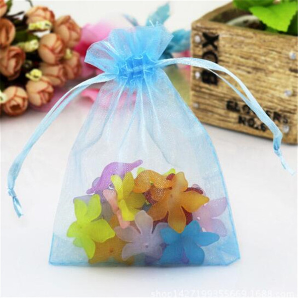 Drawstring Organza Gift Bags 13*18cm Jewelry gauze Gift Pouch Sky blue Bags Fashion DHL Free Jewelry Packaging