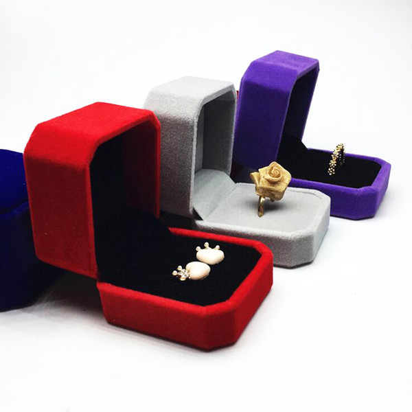 4.5*4.5*5CM Fashion Ring Packing Boxes Square Shape Velvet Jewelry Box 9 Colors Widget Box Necklace Earrings Box