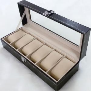 6 Grid Black Watch Display Box Jewelry Storage Holder Organizer Case with transparent Window home Storage box FFA1606