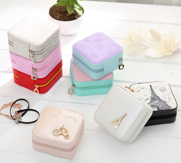 Traveling portable jewelry box jewelry earring accessories box 10*10*5.5cm8 color optional free delivery