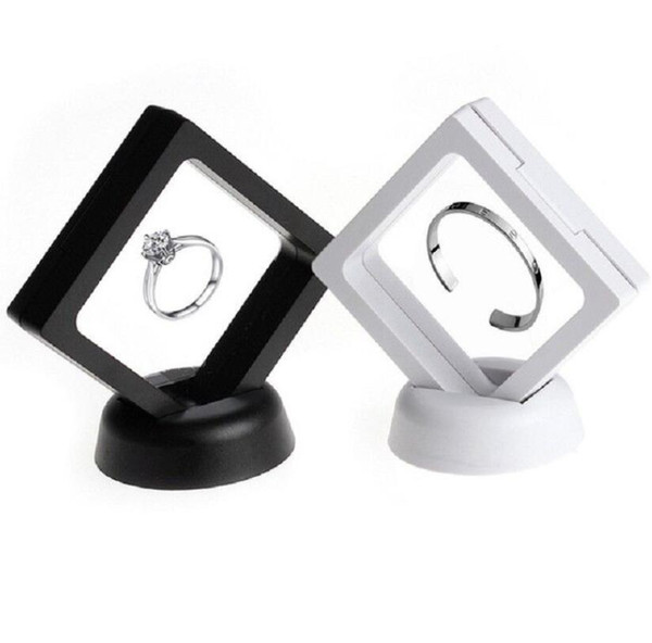 Suspended Floating Display Case Jewellery Coins Gems Holder Stand Box Floating Display Case Black white color KKA6468