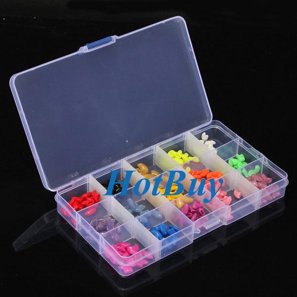 Adjustable 15 Compartment Plastic Tool Container Storage Box Jewelry Earring #3085