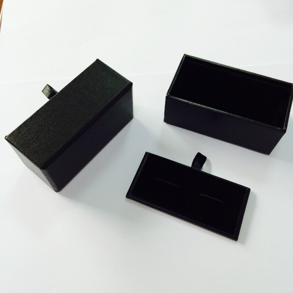 DHL Wholesale 120pcs/lot Black Cufflink Box Cufflink Gift Case Holder Jewelry Packaging Boxes Organizer Black