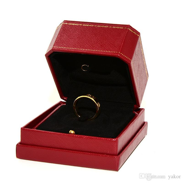 Top Quality Red Original Ring Box Women Wedding Jewelry retail Gift Rings Packaging Boxes Free shipping